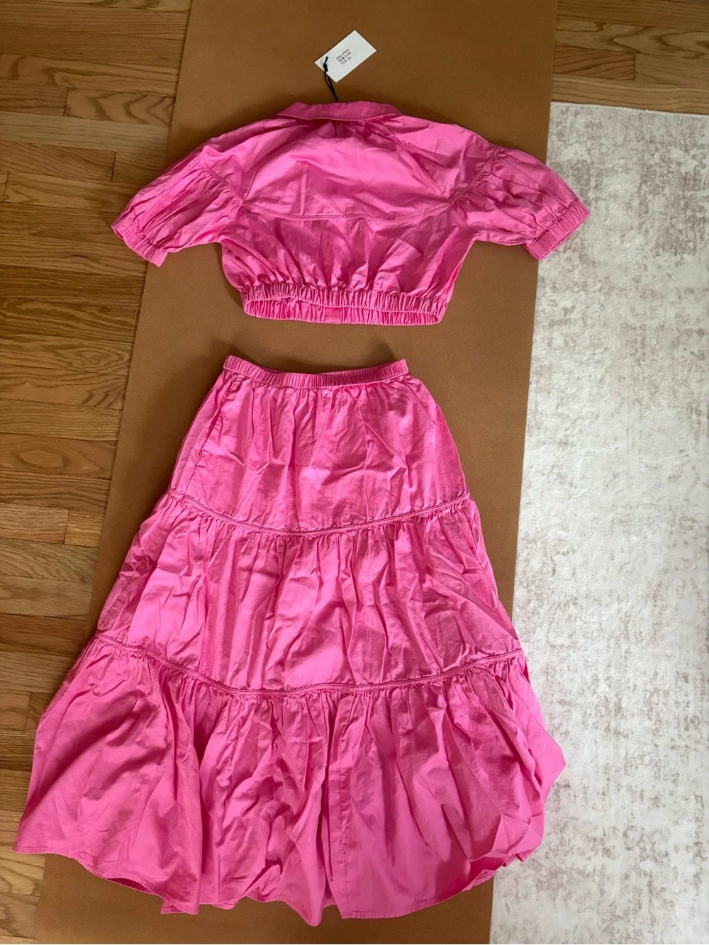 Dance & Marvel Hot Pink Collared Crop Top Set